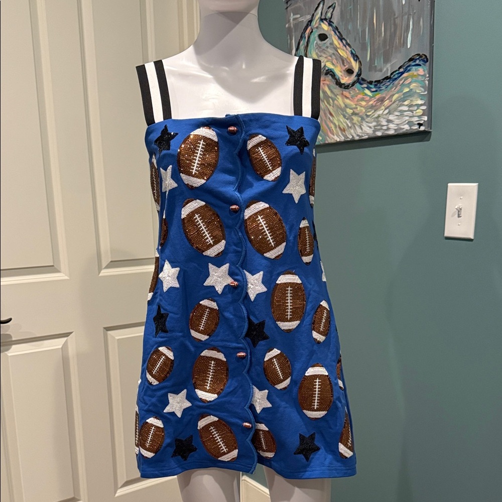QUEEN OF SPARKLES Blue Football Star Dress